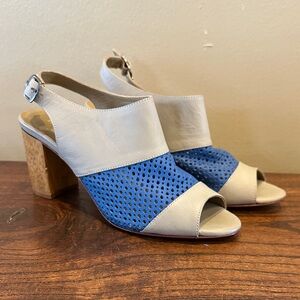 NWOT Anthropologie Nina Payne Lina Blue and Gray Slingback Heels EU 37
